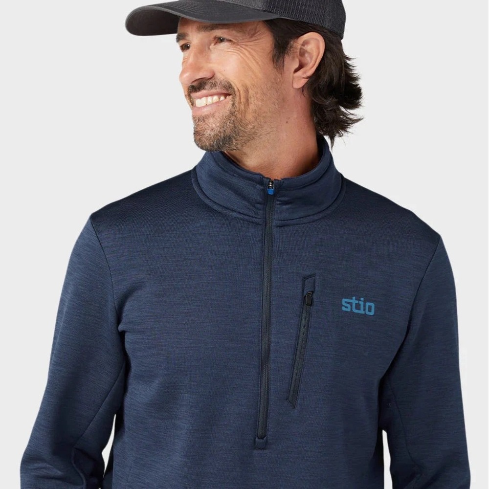 Stio Glide Power Stretch Half Zip Mens XL Navy Blue Polartec Fleece Pullover